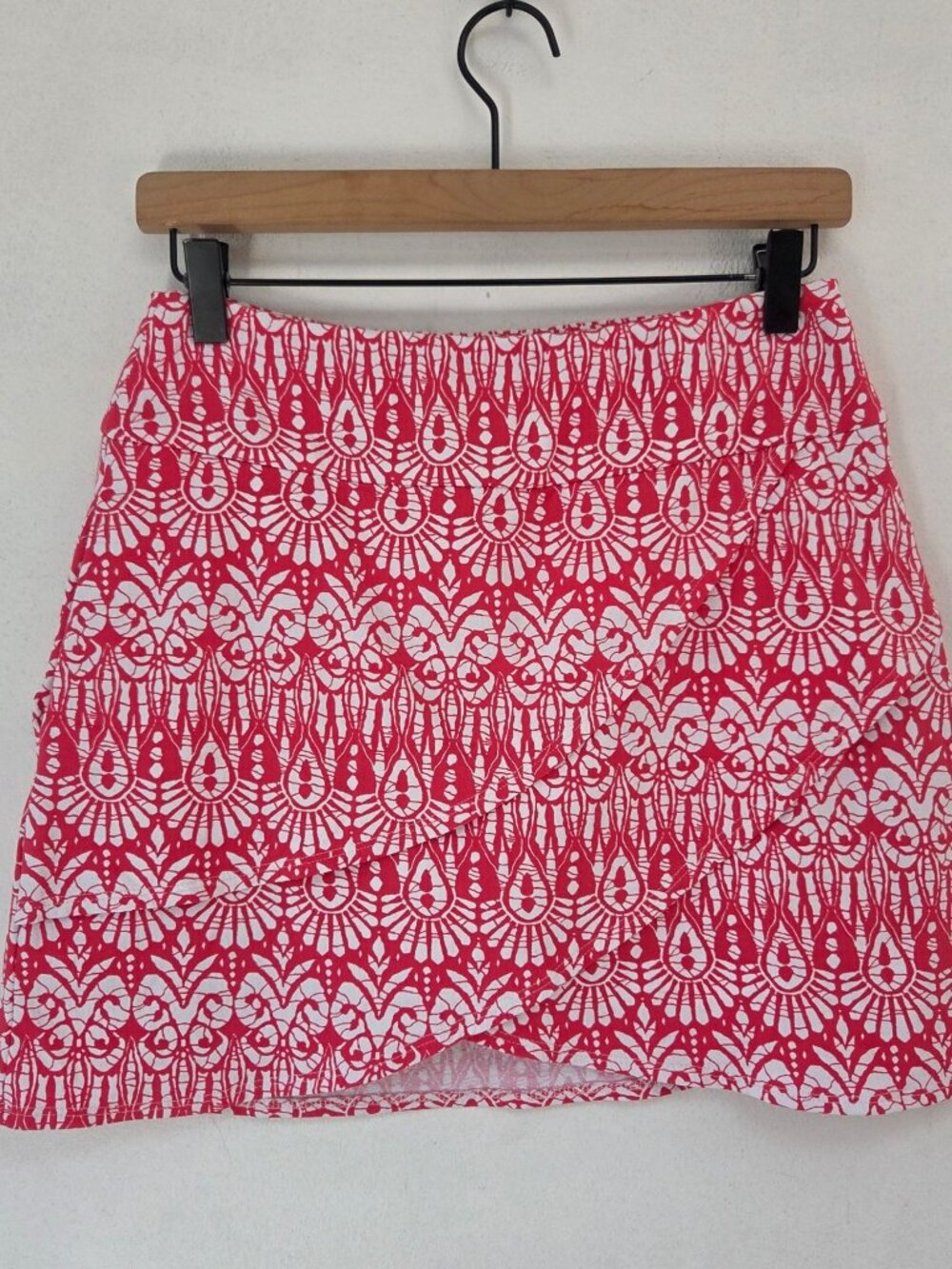IBKUL Golf Skort Tennis Swing Skirt Red Geometric Stretch Active Women's XS